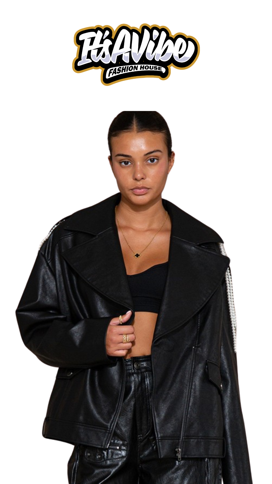 The “LEATHER & PEARLS “ jacket